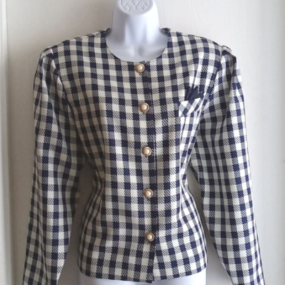 ⭐️Host Pick⭐️  Vintage D'ALLAIRDS | Blue and White Checkered Jacket